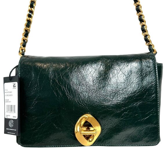 Rebecca Minkoff G Crossbody Bag Green Dark Envy Turnlock Chain $298 NEW